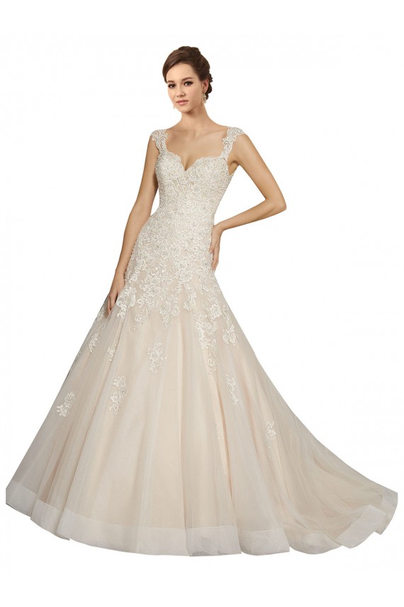 Ivoire & Champagne Sirène Tulle Dentelle Robes de mariée à Bas Prix