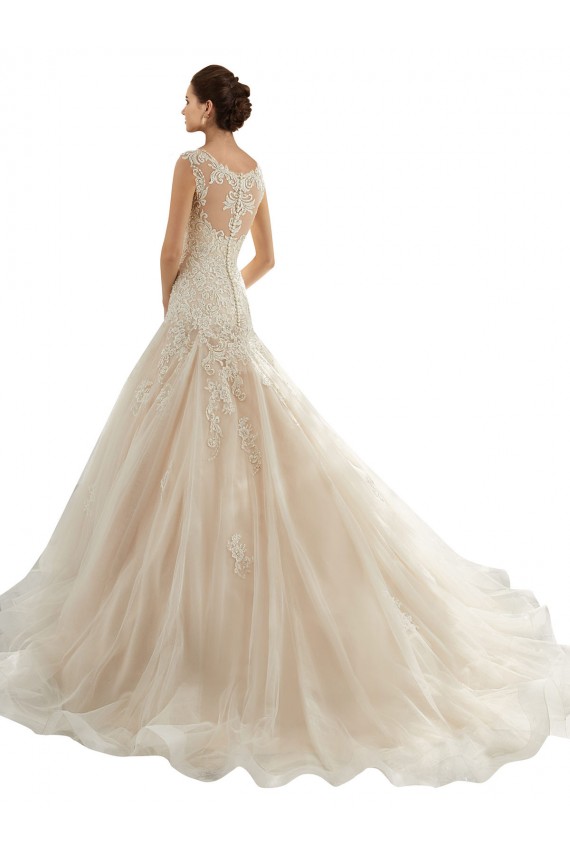 Ivoire & Champagne Sirène Tulle Dentelle Robes de mariée à Bas Prix