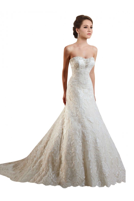Ivoire & Champagne Trapèze Dentelle Robes de mariée à Bas Prix