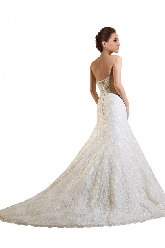 Ivoire & Champagne Trapèze Dentelle Robes de mariée à Bas Prix