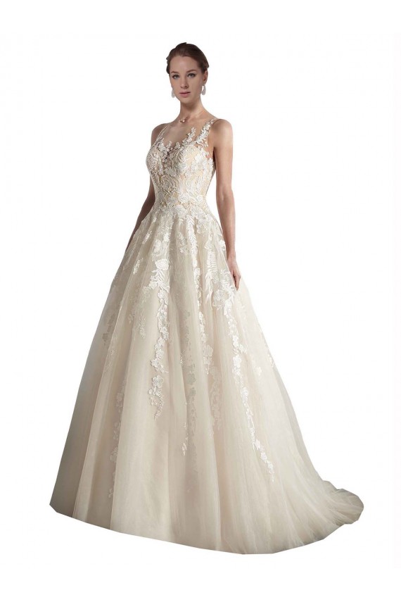 Ivoire & Champagne Trapèze Illusion Tulle Robes de mariée à Bas Prix