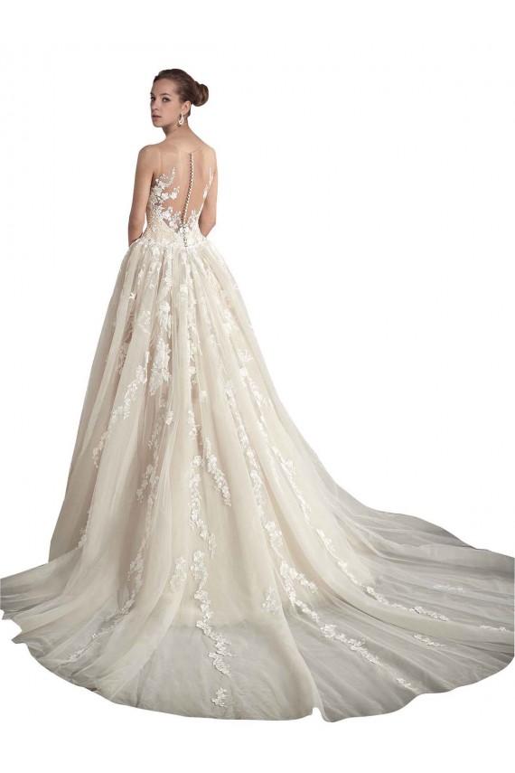 Ivoire & Champagne Trapèze Illusion Tulle Robes de mariée à Bas Prix