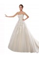 Ivoire & Champagne Trapèze Sans bretelle Tulle Dentelle Robes de mariée à Bas Prix