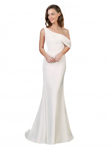 Ivoire Fourreau Balayage train Crêpe Stretch Longue Formelles Robes demoiselle d'honneur / Robes de soirée / Robes de bal à Bas Prix