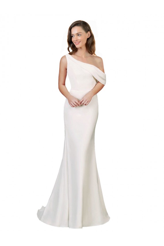 Ivoire Fourreau Balayage train Crêpe Stretch Longue Formelles Robes demoiselle d'honneur / Robes de soirée / Robes de bal à Bas Prix