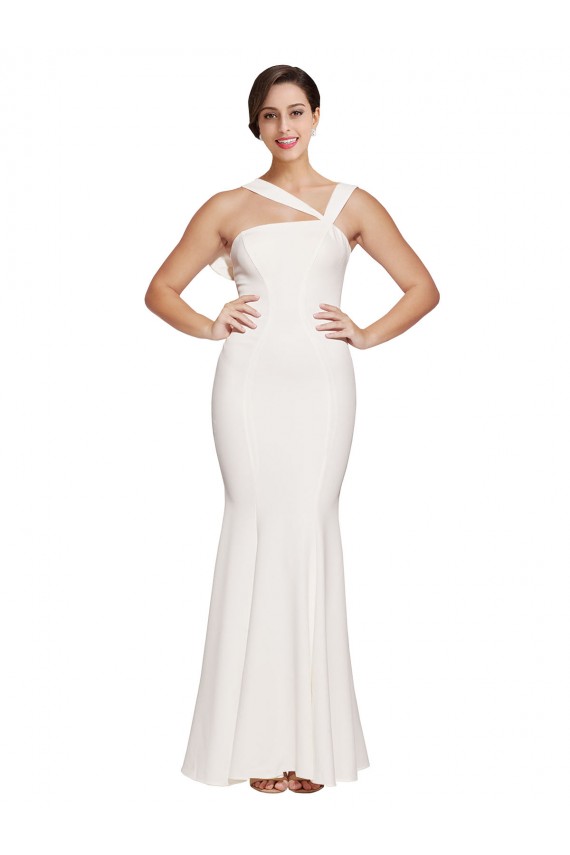 Ivoire Fourreau Col Carré Crêpe Stretch Longue Formelles Robes demoiselle d'honneur / Robes de soirée / Robes de bal à Bas Prix