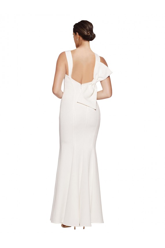 Ivoire Fourreau Col Carré Crêpe Stretch Longue Formelles Robes demoiselle d'honneur / Robes de soirée / Robes de bal à Bas Prix