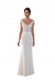 Ivoire Fourreau Col V Dentelle Crêpe Stretch Robes de mariée à Bas Prix