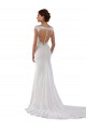 Ivoire Fourreau Col V Dentelle Crêpe Stretch Robes de mariée à Bas Prix