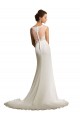 Ivoire Fourreau Illusion Mousseline Dentelle Robes de mariée à Bas Prix