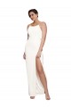 Ivoire Fourreau Licou Col Haut Satiné Stretch Longue Formelles Robes demoiselle d'honneur / Robes de soirée / Robes de bal à Bas Prix