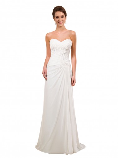 Ivoire Fourreau Mousseline Robes de mariée à Bas Prix