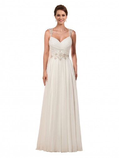 Ivoire Fourreau Mousseline Robes de mariée à Bas Prix