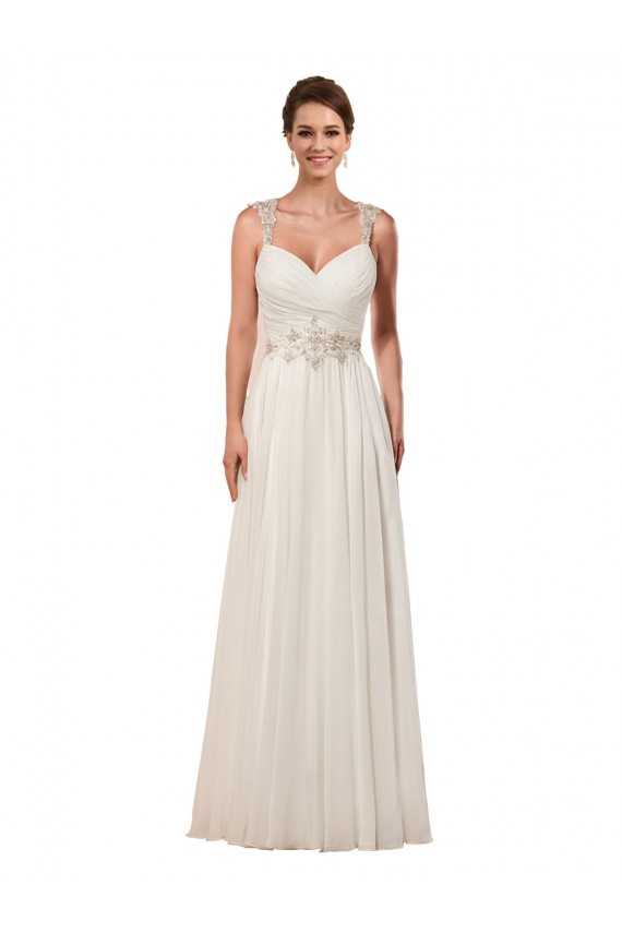 Ivoire Fourreau Mousseline Robes de mariée à Bas Prix