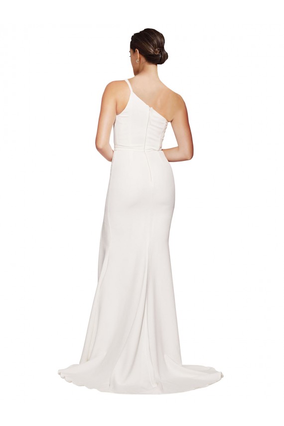 Ivoire Fourreau Sans bretelle Balayage train Crêpe Stretch Longue Robes demoiselle d'honneur / Robes de bal à Bas Prix