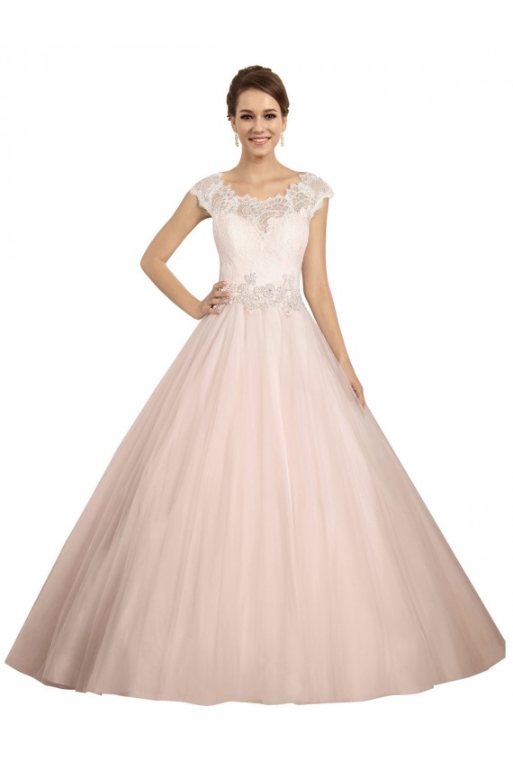 Ivoire Princesse Bateau Illusion Dentelle Robes de mariée à Bas Prix