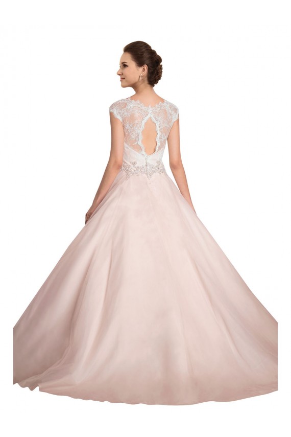 Ivoire Princesse Bateau Illusion Dentelle Robes de mariée à Bas Prix