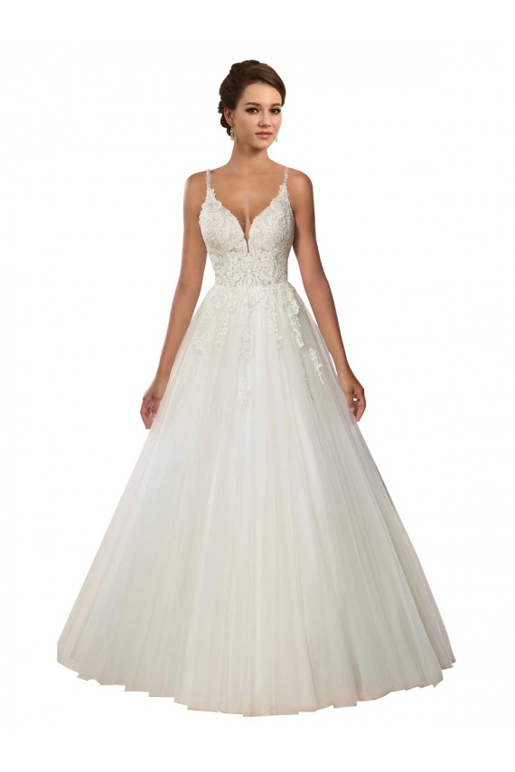 Ivoire Princesse Bretelles spaghetti Tulle Dentelle Boho Robes de mariée à Bas Prix