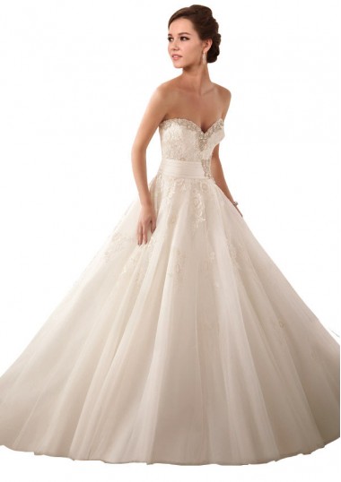 Ivoire Princesse Satiné Tulle Dentelle Robes de mariée à Bas Prix