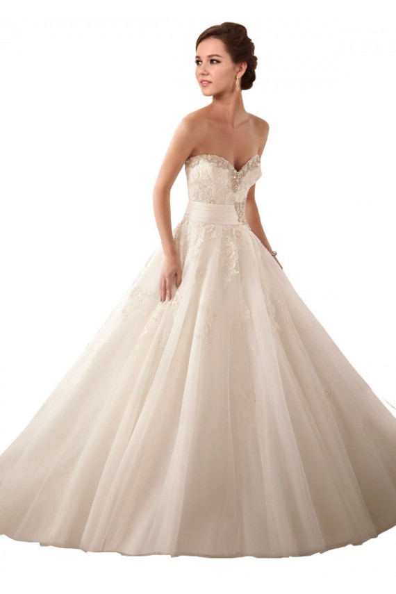 Ivoire Princesse Satiné Tulle Dentelle Robes de mariée à Bas Prix