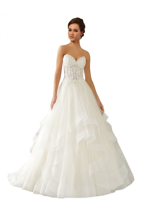 Ivoire Princesse Satiné Tulle Dentelle Robes de mariée à Bas Prix