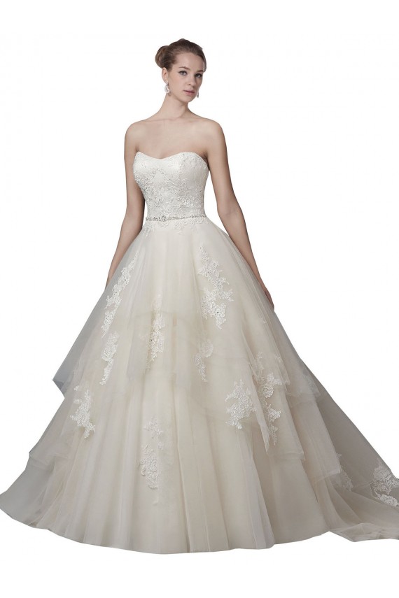 Ivoire Princesse Scoop Sans bretelle Tulle Dentelle Robes de mariée à Bas Prix