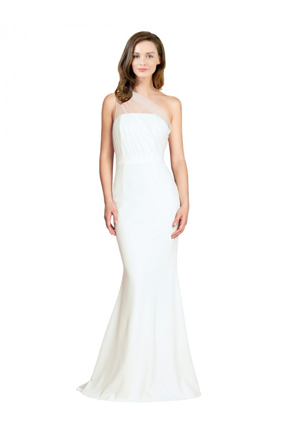 Ivoire Sirène Balayage train Crêpe Stretch Tulle Longue Formelles Robes demoiselle d'honneur / Robes de soirée à Bas Prix