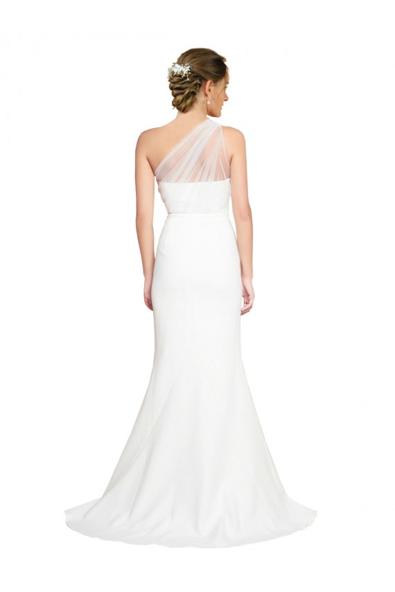 Ivoire Sirène Balayage train Crêpe Stretch Tulle Longue Formelles Robes demoiselle d'honneur / Robes de soirée à Bas Prix