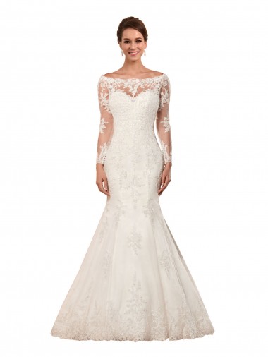 Ivoire Sirène Bateau Dentelle Robes de mariée à Bas Prix