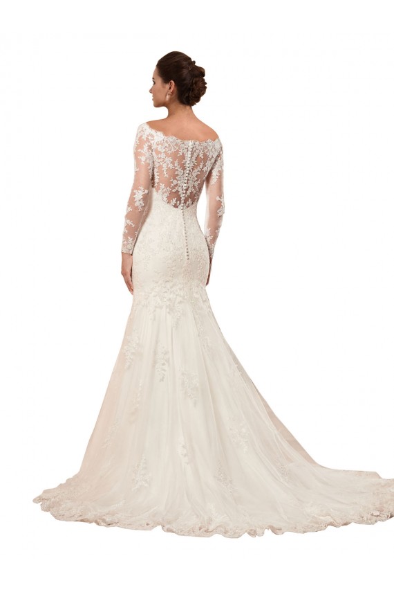 Ivoire Sirène Bateau Dentelle Robes de mariée à Bas Prix