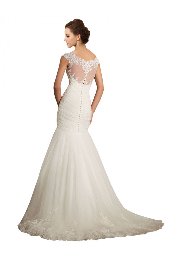 Ivoire Sirène Bateau Tulle Dentelle Robes de mariée à Bas Prix