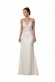 Ivoire Sirène Col V Dentelle Crêpe Stretch Robes de mariée à Bas Prix