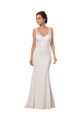 Ivoire Sirène Col V Dentelle Crêpe Stretch Robes de mariée à Bas Prix