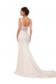 Ivoire Sirène Col V Dentelle Crêpe Stretch Robes de mariée à Bas Prix
