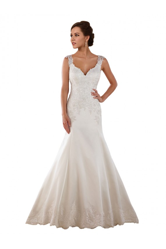 Ivoire Sirène Col V Satiné Classique Robes de mariée à Bas Prix