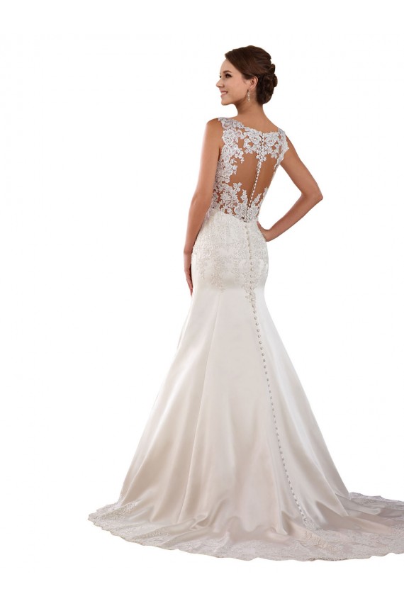 Ivoire Sirène Col V Satiné Classique Robes de mariée à Bas Prix
