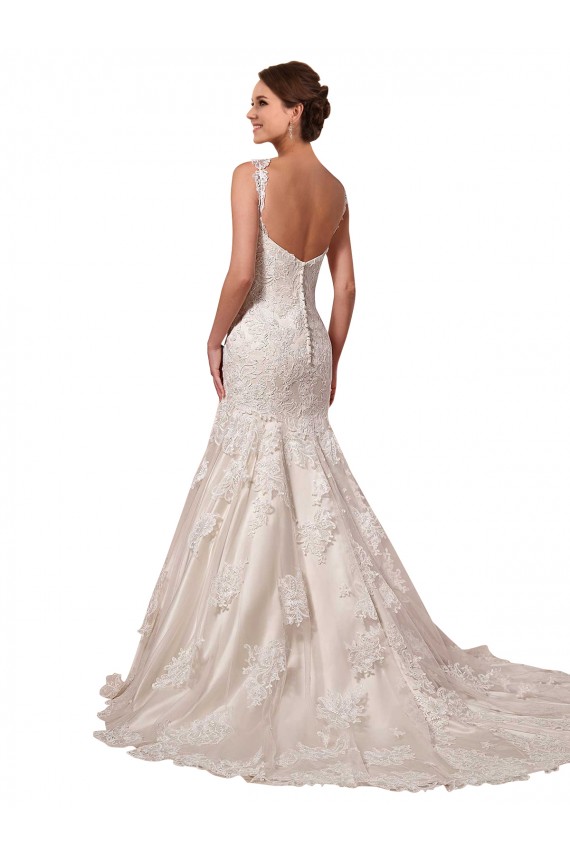 Ivoire Sirène Col V Tulle Dentelle Robes de mariée à Bas Prix
