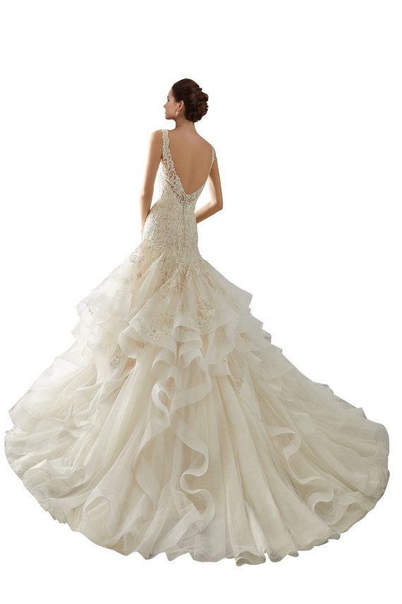 Ivoire Sirène Col V Tulle Robes de mariée à Bas Prix