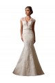Ivoire Sirène Illusion Col V Tulle Dentelle Robes de mariée à Bas Prix
