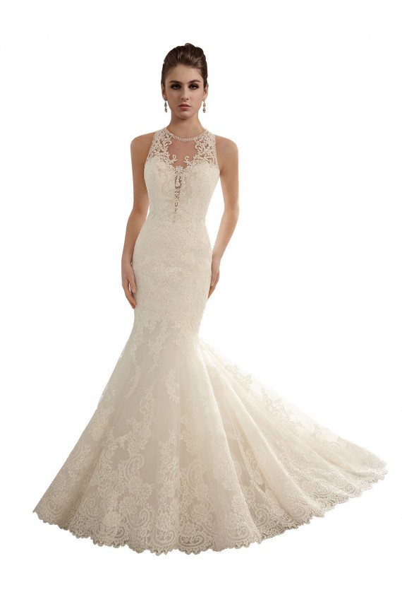 Ivoire Sirène Illusion Dentelle Robes de mariée à Bas Prix