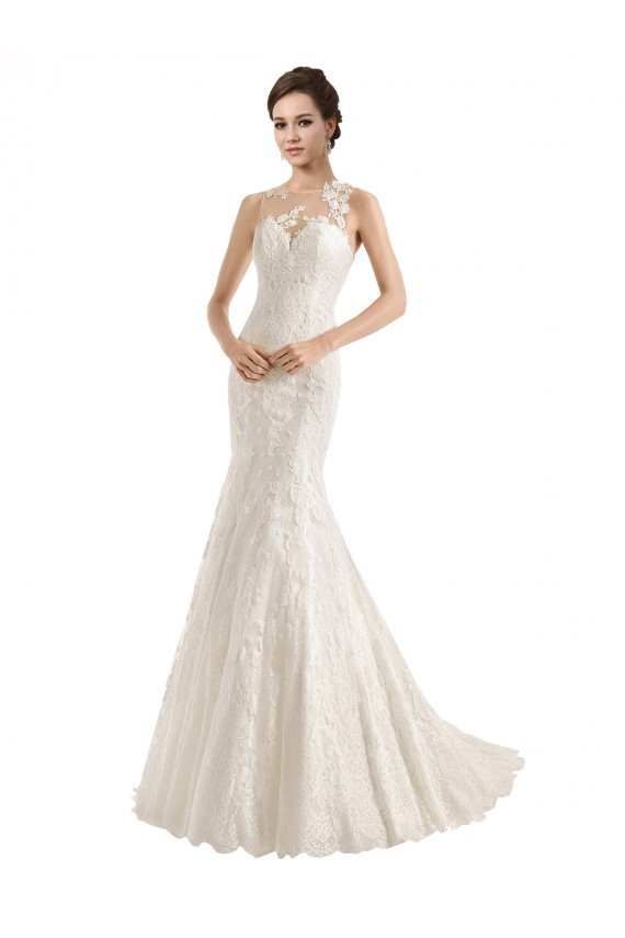 Ivoire Sirène Illusion Dentelle Robes de mariée à Bas Prix
