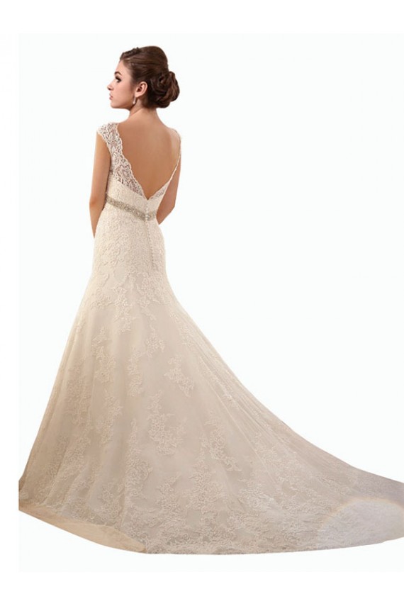 Ivoire Sirène Illusion Tulle Dentelle Robes de mariée à Bas Prix