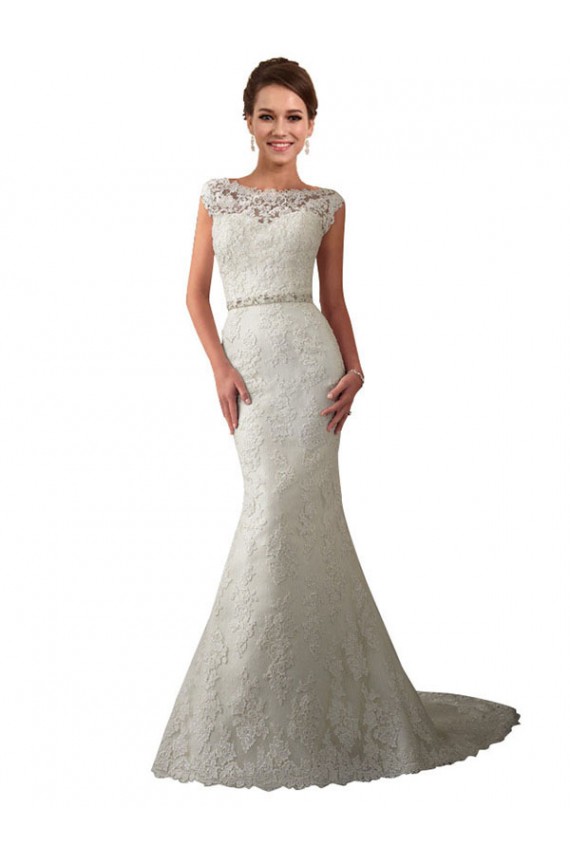 Ivoire Sirène Illusion Tulle Dentelle Robes de mariée à Bas Prix