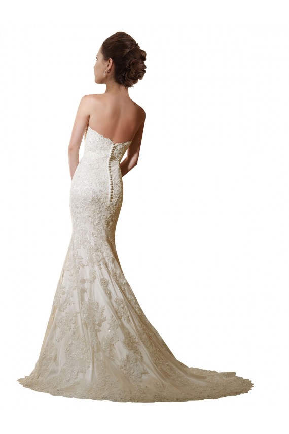 Ivoire Sirène Satiné Dentelle Robes de mariée à Bas Prix