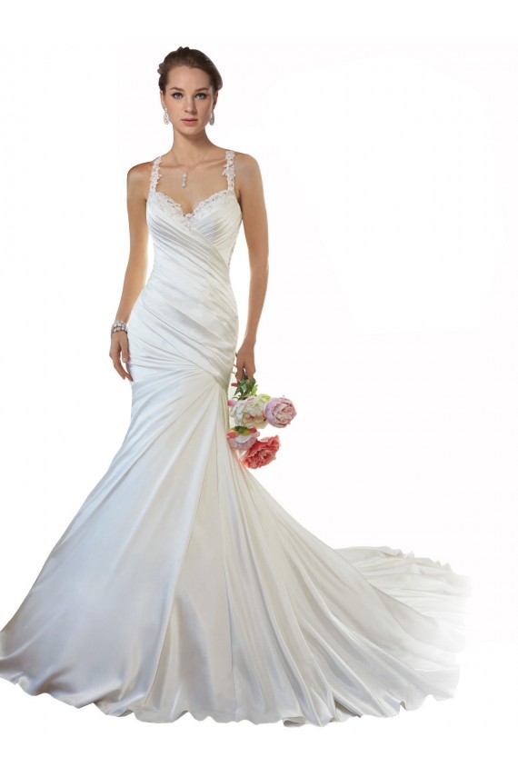 Ivoire Sirène Satiné Plage Robes de mariée à Bas Prix
