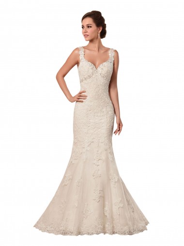 Ivoire Sirène Tulle Dentelle Robes de mariée à Bas Prix