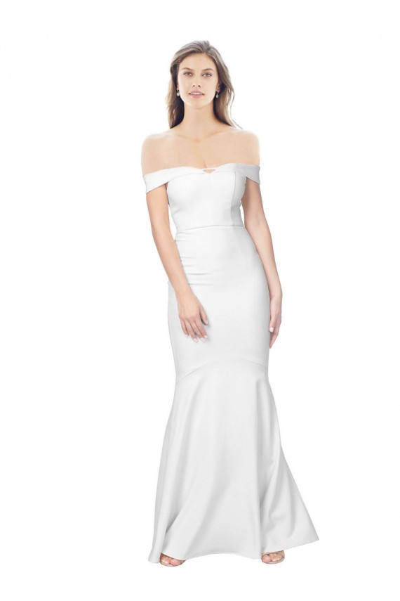 Ivoire Sirène Épaule Dénudée Crêpe Stretch Longue Formelles Robes demoiselle d'honneur / Robes de soirée / Robes de bal à Bas Prix