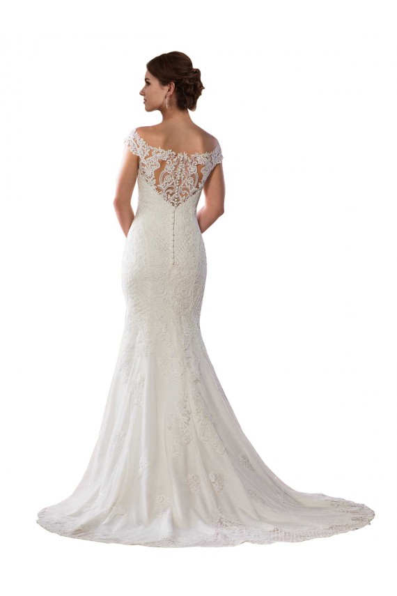 Ivoire Sirène Épaule Dénudée Dentelle Boho Robes de mariée à Bas Prix