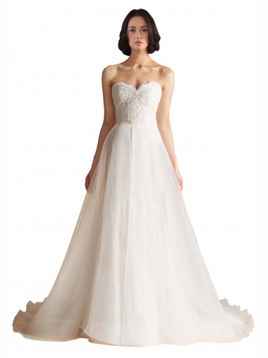 Ivoire Trapèze Balayage train Tulle Robes de mariée à Bas Prix