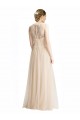 Ivoire Trapèze Bateau Illusion Tulle Dentelle Longue Robes demoiselle d'honneur à Bas Prix